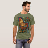 Retro chique boho kippenhaan t-shirt (Voorkant volledig)