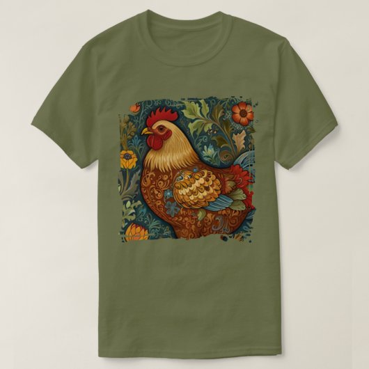 Retro chique boho kippenhaan t-shirt (Design voorkant)