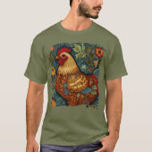 Retro chique boho kippenhaan t-shirt (Voorkant)