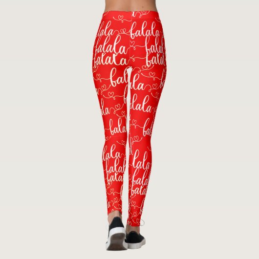 Retro Chique Fla Script Rood Leggings (Achterkant)