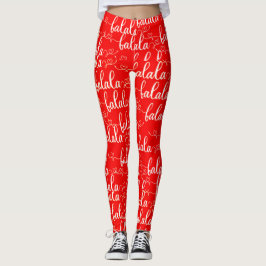 Retro Chique Fla Script Rood Leggings