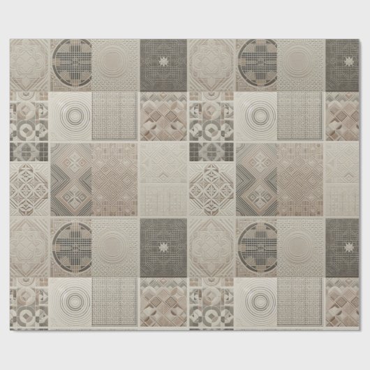 Retro chique geometrisch elegant stampatroon cadeaupapier (Vlak)