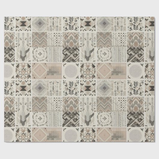 Retro chique geometrisch elegant stampatroon cadeaupapier (Vlak)