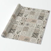 Retro chique geometrisch elegant stampatroon cadeaupapier (Uitgerold)