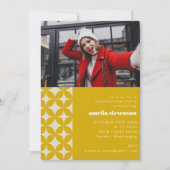 Retro chique geometrisch geel afstudeerfeest foto kaart (Voorkant)
