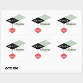 Retro chique geometrische vrolijke kerst vierkante sticker (Vel)