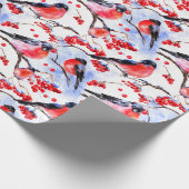 Retro Chique Kerstmis Bullfinch Vogels Vakantie Gi Cadeaupapier (Hoek)