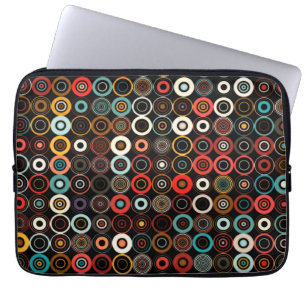 Retro chique laptophoes: boho cirkels in stijl laptop sleeve