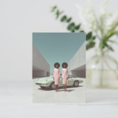 Retro chique minimalistische tweeling briefkaart (Staand voorkant)