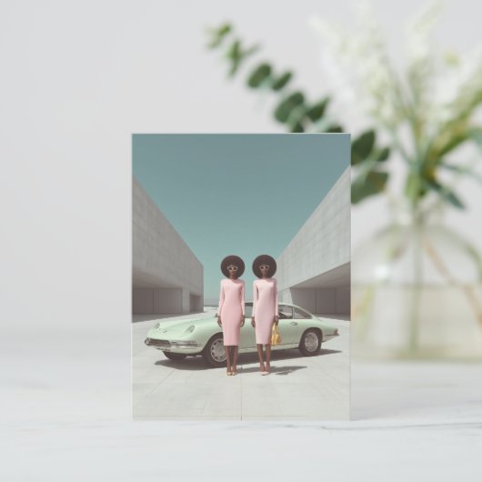 Retro chique minimalistische tweeling briefkaart (Staand voorkant)