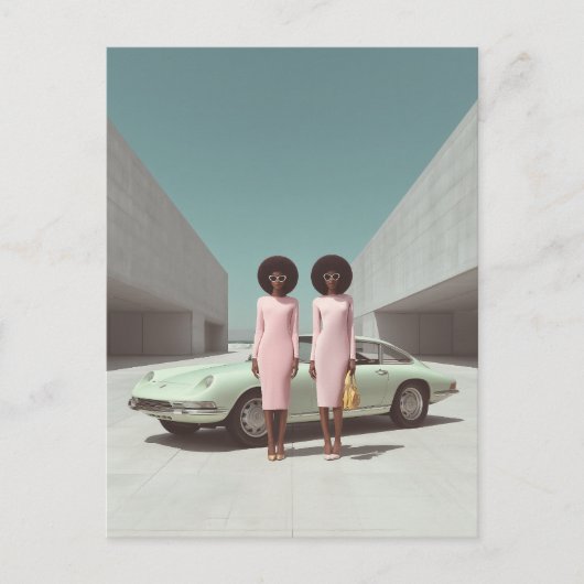 Retro chique minimalistische tweeling briefkaart (Voorkant)