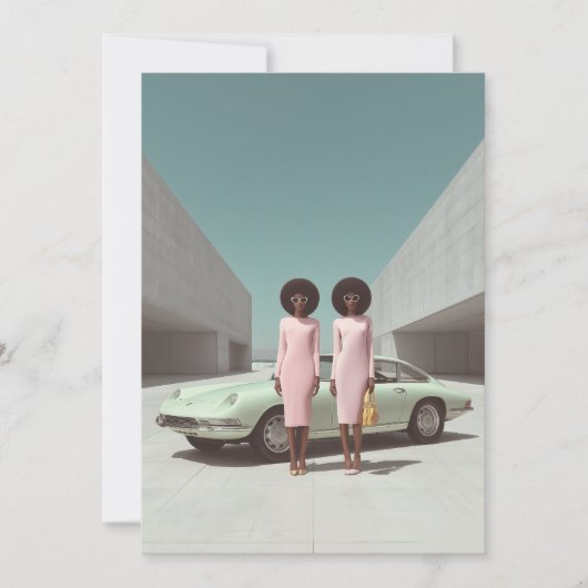 Retro chique minimalistische tweeling kaart (Voorkant)