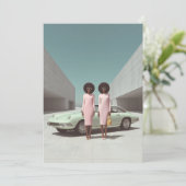 Retro chique minimalistische tweeling kaart (Staand voorkant)