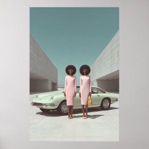 Retro chique minimalistische tweeling poster