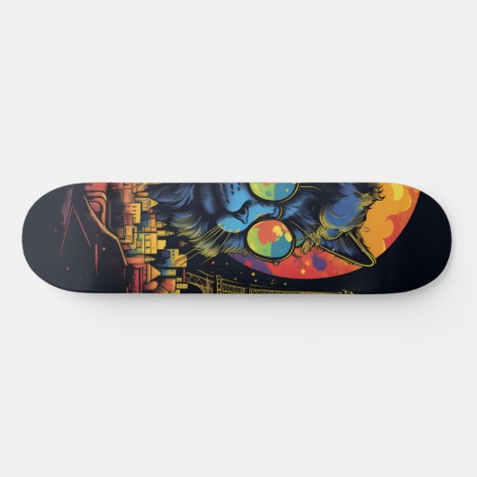 Retro chique Pop Art Parijse katachtige Persoonlijk Skateboard (Horizontaal)