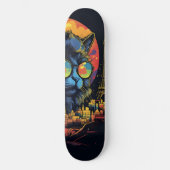 Retro chique Pop Art Parijse katachtige Persoonlijk Skateboard (Voorkant)