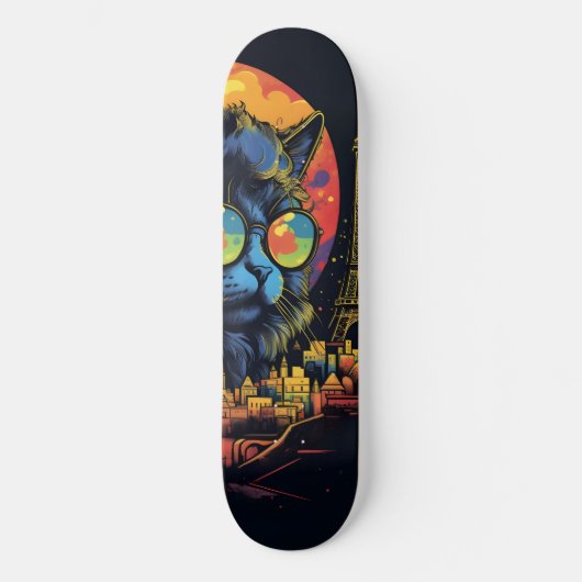 Retro chique Pop Art Parijse katachtige Persoonlijk Skateboard (Voorkant)