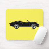 Retro chique zwarte auto met gele BG Muismat (Met muis)