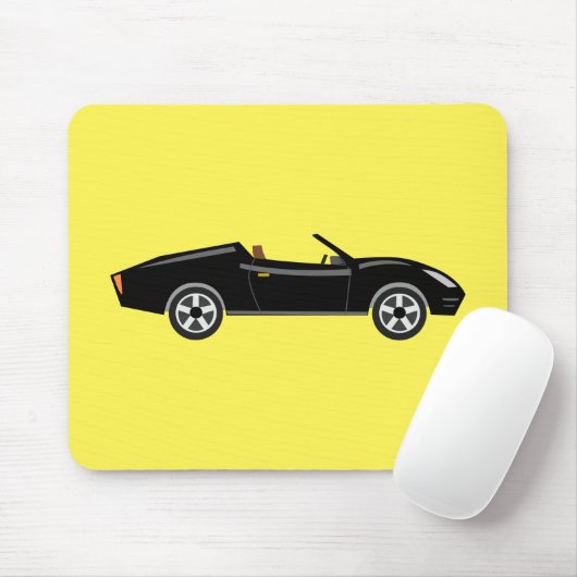 Retro chique zwarte auto met gele BG Muismat (Met muis)