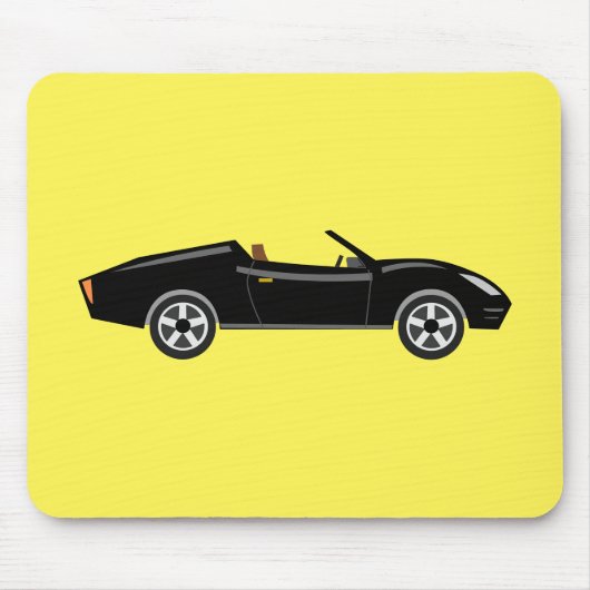 Retro chique zwarte auto met gele BG Muismat (Voorkant)