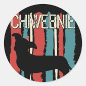Retro Chiweenie Dog Ronde Sticker (Voorkant)