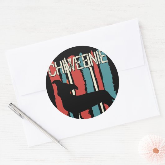 Retro Chiweenie Dog Ronde Sticker (Envelop)