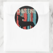 Retro  Chiweenie Dog Ronde Sticker (Tas)