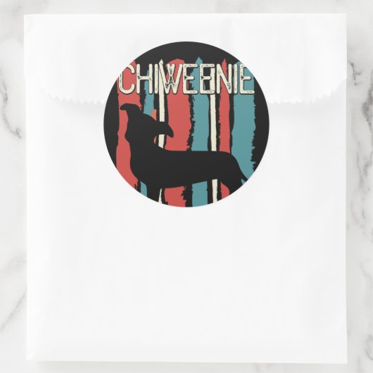 Retro  Chiweenie Dog Ronde Sticker (Tas)
