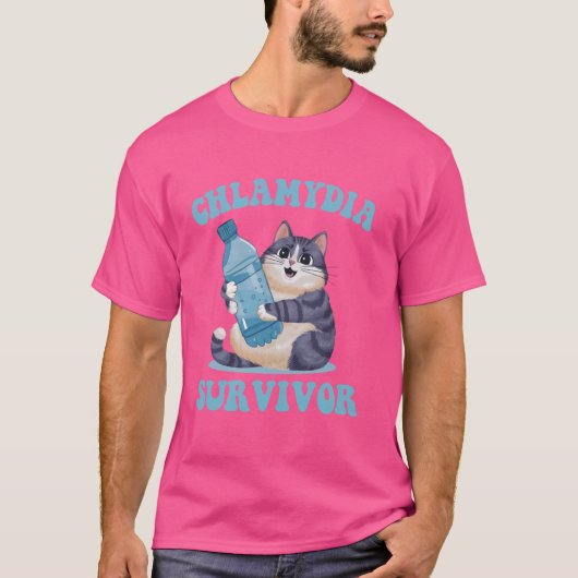 Retro Chlamydia Survivor Funny Cat Meme Sarcastisc T-shirt (Voorkant)