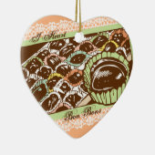 Retro chocolade bon bons snoep kerstversiering keramisch ornament (Rechts)