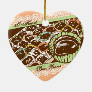Retro chocolade bon bons snoep kerstversiering keramisch ornament