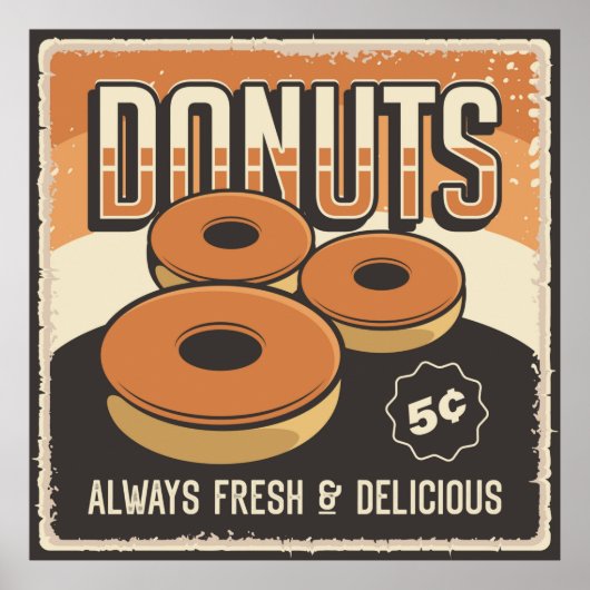 retro  chocolade donuts poster (Voorkant)