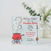 Retro chocolade fondue feest uitnodiging (Staand voorkant)
