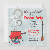 Retro chocolade fondue feest uitnodiging (Voorkant)