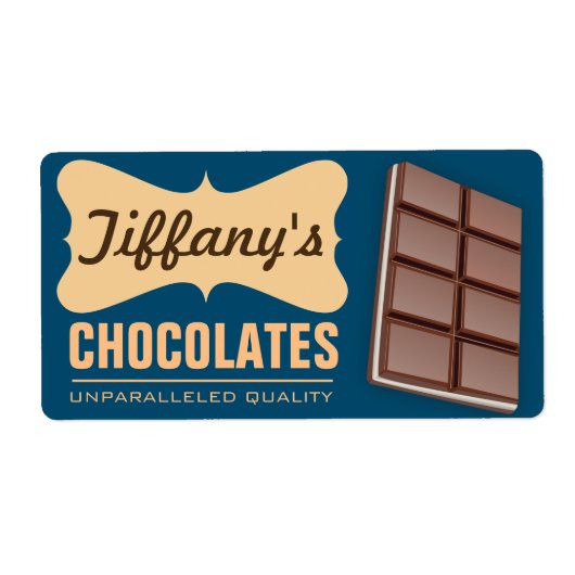 Retro | Chocolade Winkel | Handgemaakte Chocolade Etiket (Voorkant)