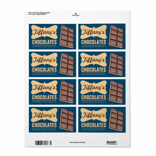 retro | Chocoladewinkel | Handgemaakte chocolade Etiket (Full Sheet)