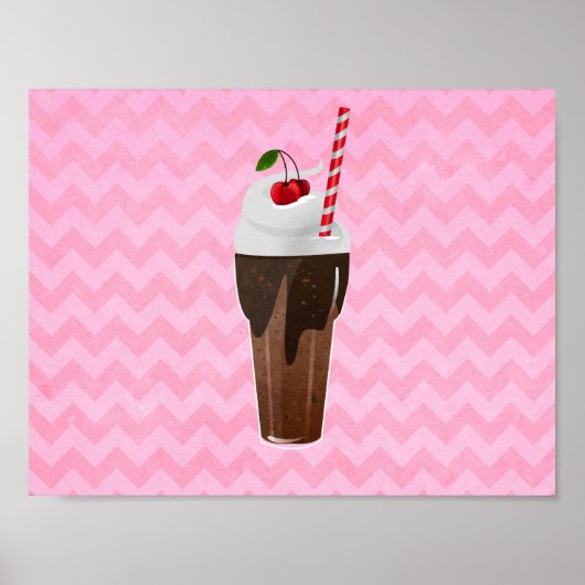 Retro Chocolate Ice Cream Shake Poster (Voorkant)