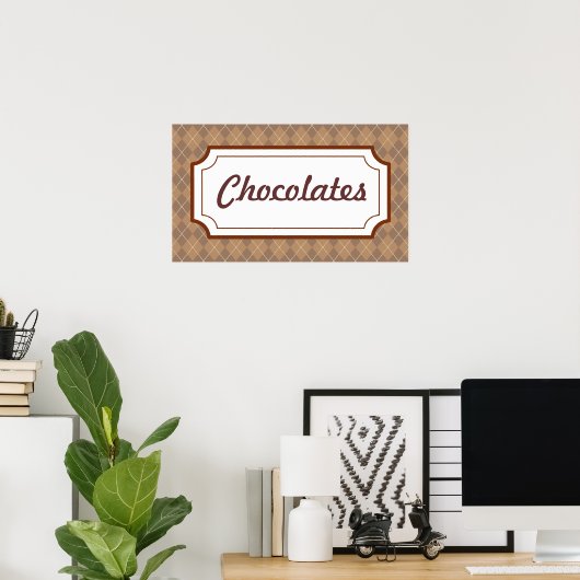 Retro Chocolates Sign. Poster (Thuiskantoor)