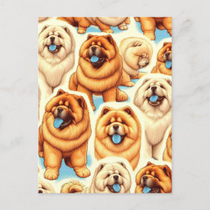 Retro Chow-Chow Naadloos Patroon Briefkaart