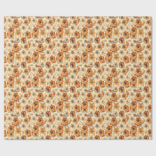 Retro Chow-Chow Naadloos Patroon Cadeaupapier (Vlak)