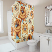 Retro Chow-Chow Naadloos Patroon Douchegordijn (In situ)