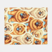 Retro Chow-Chow Naadloos Patroon Fleece Deken (Voorkant (Horizontaal))