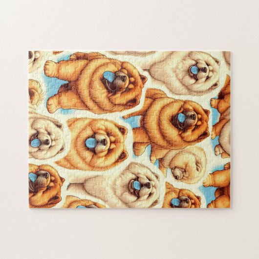 Retro Chow-Chow Naadloos Patroon Legpuzzel (Horizontaal)