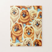 Retro Chow-Chow Naadloos Patroon Legpuzzel (Verticaal)