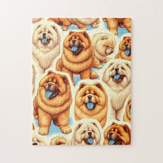 Retro Chow-Chow Naadloos Patroon Legpuzzel (Verticaal)