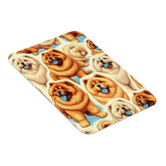 Retro Chow-Chow Naadloos Patroon Magneet (Rechterzijde)
