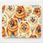 Retro Chow-Chow Naadloos Patroon Muismat (Voorkant)