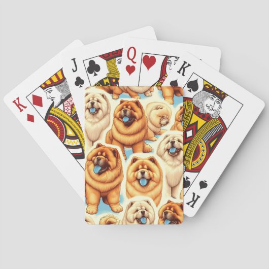 Retro Chow-Chow Naadloos Patroon Pokerkaarten (Achterkant)