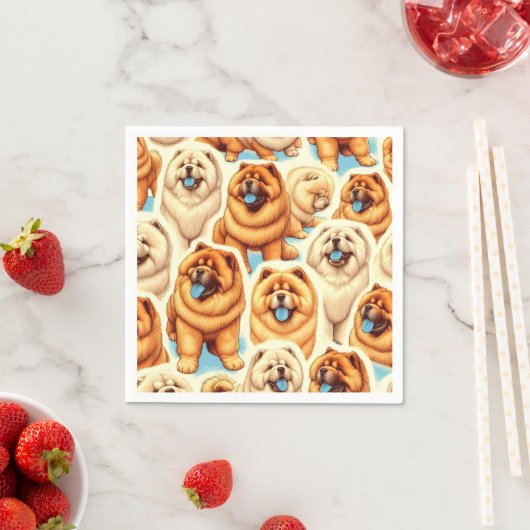 Retro Chow-Chow Naadloos Patroon Servet (Insitu)