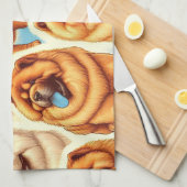 Retro Chow-Chow Naadloos Patroon Theedoek (Quarter Fold)